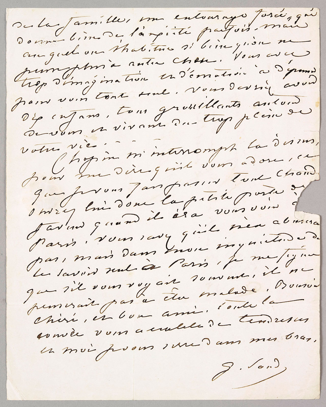 Lettre de George Sand à Eugène Delacroix