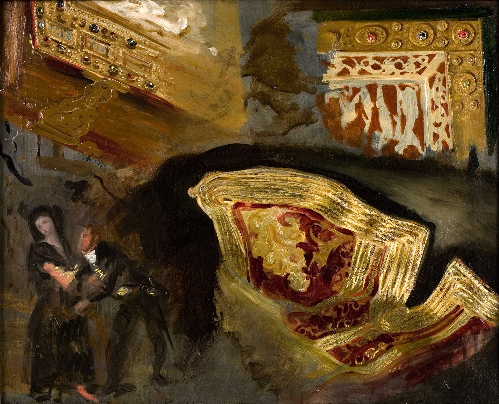 Etude de reliures, veste orientale et figures d’après Goya